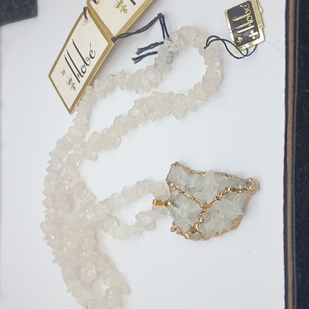 Vintage Hobe Gold and White Crystal Necklace